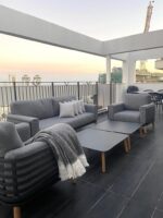 מוס - מערכת ישיבה  תלת מושבית אלומיניום מוס- אפור כהה