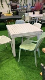 שולחן מרובע נפתח (90*90/180) טופ אלומיניום - לבן