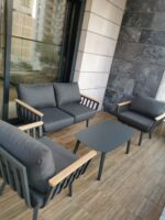 אושן דו - מערכת ישיבה אלומיניום  אושן דו מושבי- אפור כהה